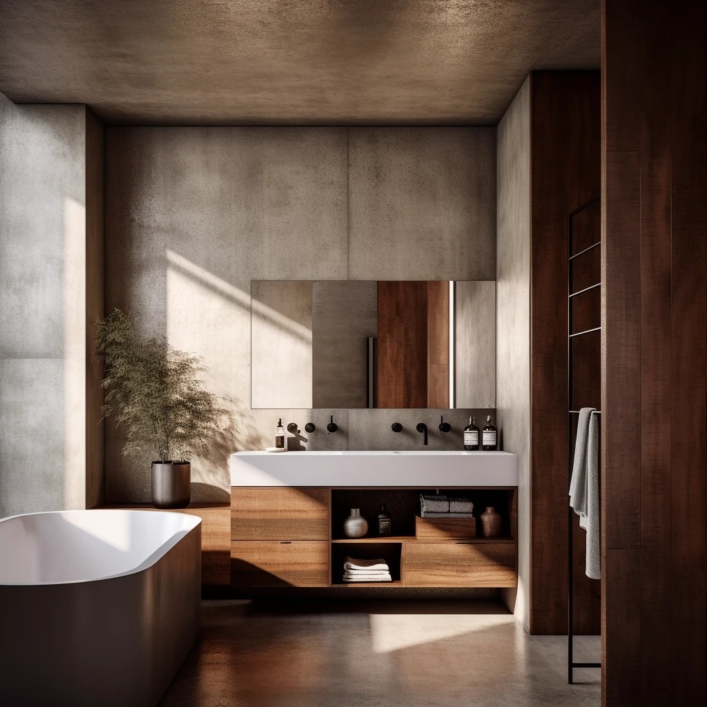 Modern bathroom with a freestanding tub